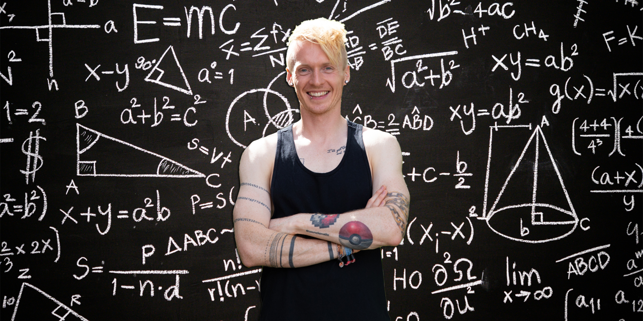 Blackboard inscribed with scientific formulas and calculations i